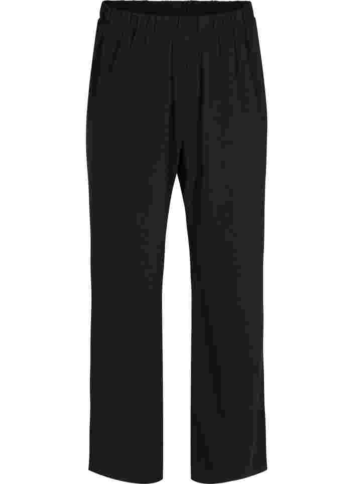Flared broek met elastiek in de taille, Black, Packshot