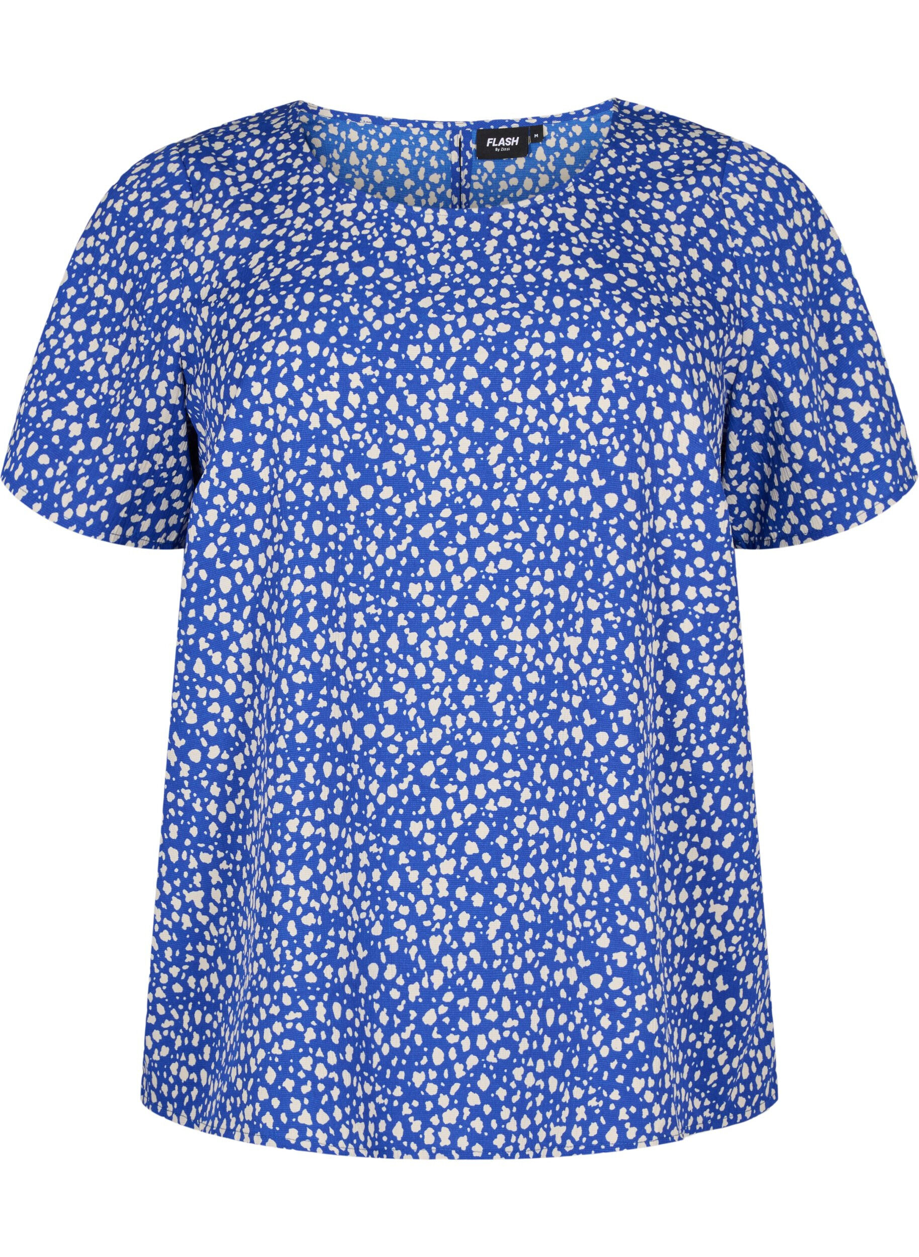 ZizziFLASH - Blouse met korte mouwen en print, Surf the web Dot, Packshot image number 0