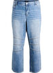 Jeans met rechte, wijde pijpen en stikdetails, Blauw, Packshot image number 0