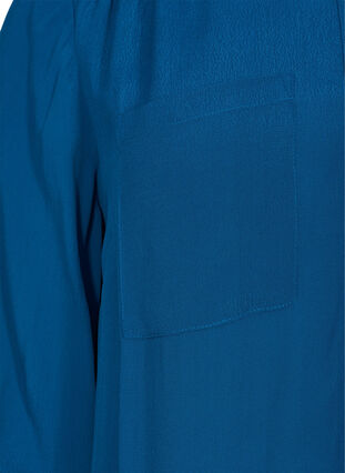 Viscose tuniek met knopen en 3/4 mouwen, Maroccan Blue, Packshot image number 3