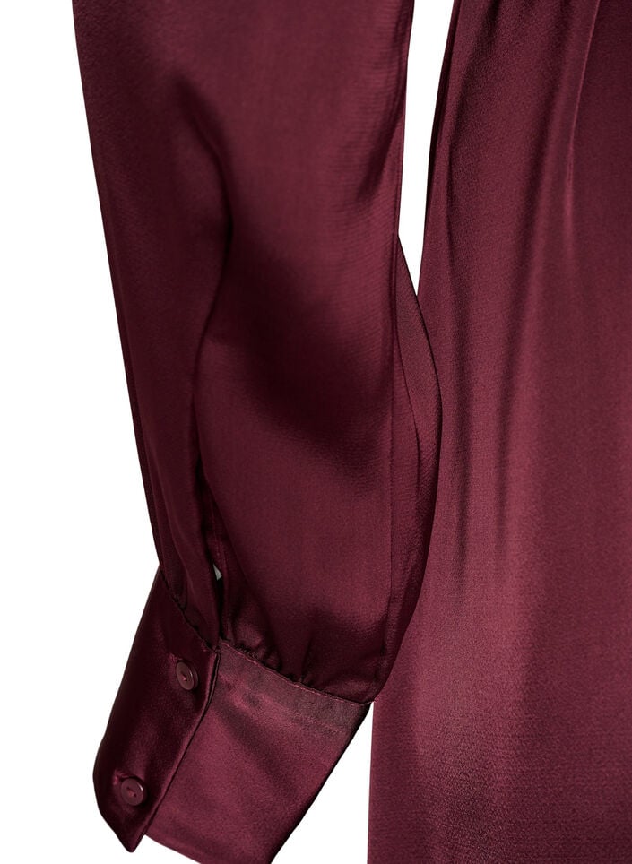 Satijnen overhemdjurk met een strikceintuur, Rood, Packshot image number 3