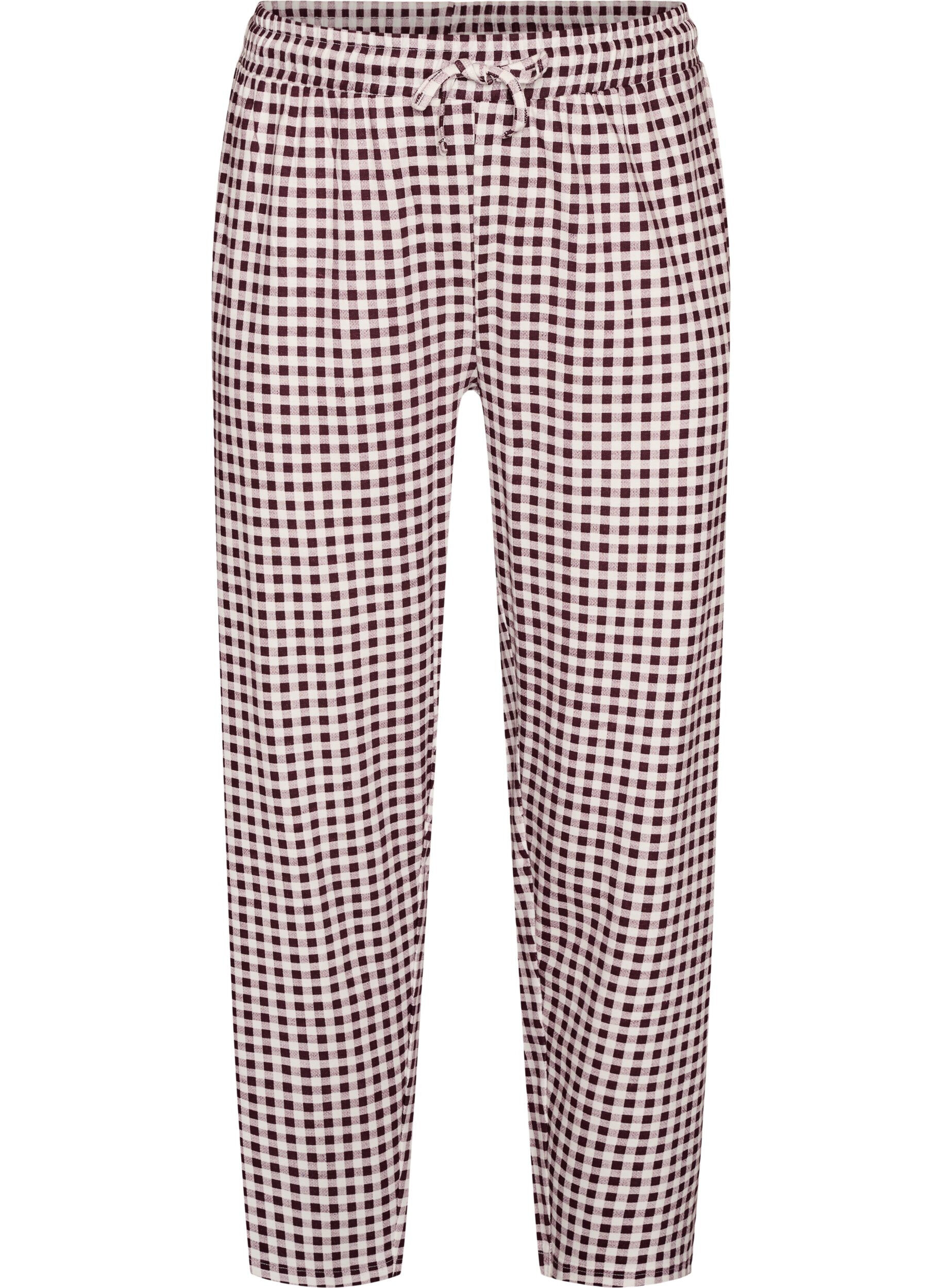 ZizziKatoenen pyjamabroek met hoge taille, Rood, Packshot image number 0