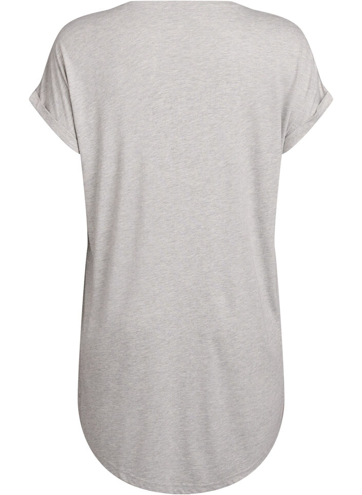 Chemise de nuit &agrave; manches courtes avec imprim&eacute; texte, Gris, Packshot image number 1