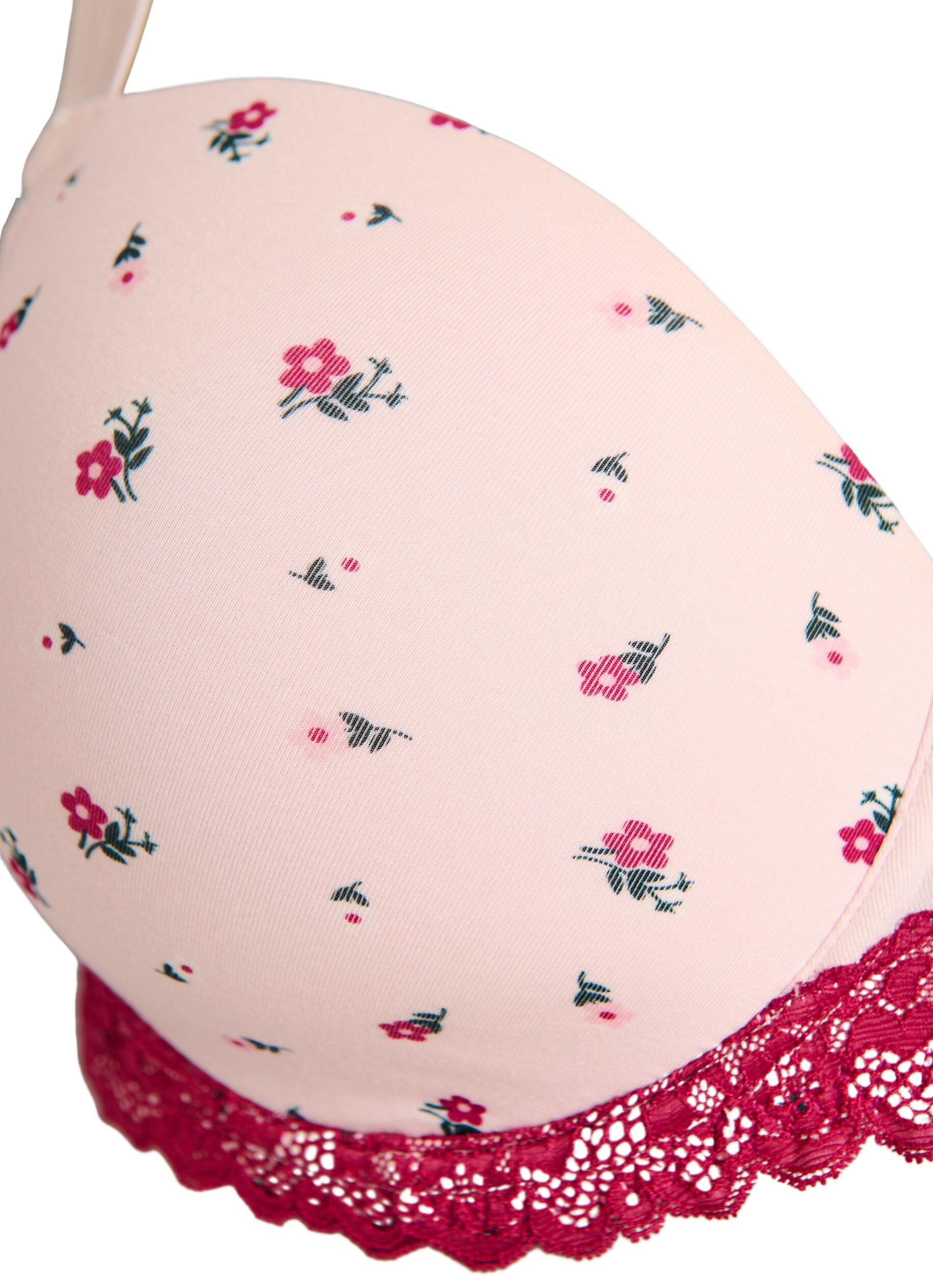 ZizziVoorgevormde bh met bloemenprint en kanten details, Roze, Packshot image number 2