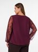 Blouse met kanten mouwen en ballonvorm, Rood, Model image number 2