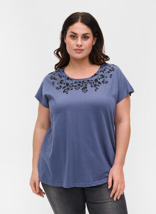 T-shirt en coton avec détails imprimés, Vintage Ind mel Leaf, Model image number 0