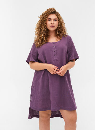 Tunique à manches courtes en coton, Vintage Violet, Model image number 0