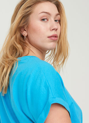 T-shirt en mélange coton, RIVER BLUE Mel., Model image number 2
