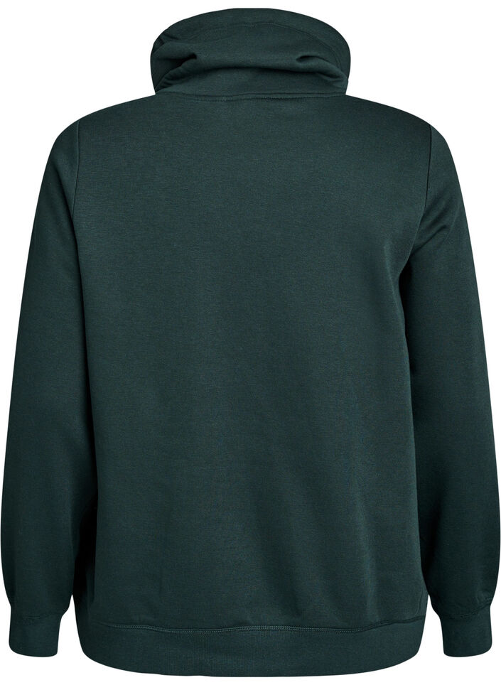 FLASH - Sweatshirt met hoge kraag en zakken, Groen, Packshot image number 1