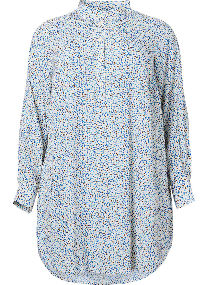 Robe en viscose à pois avec boutons, Blue Dot AOP, Packshot image number 0