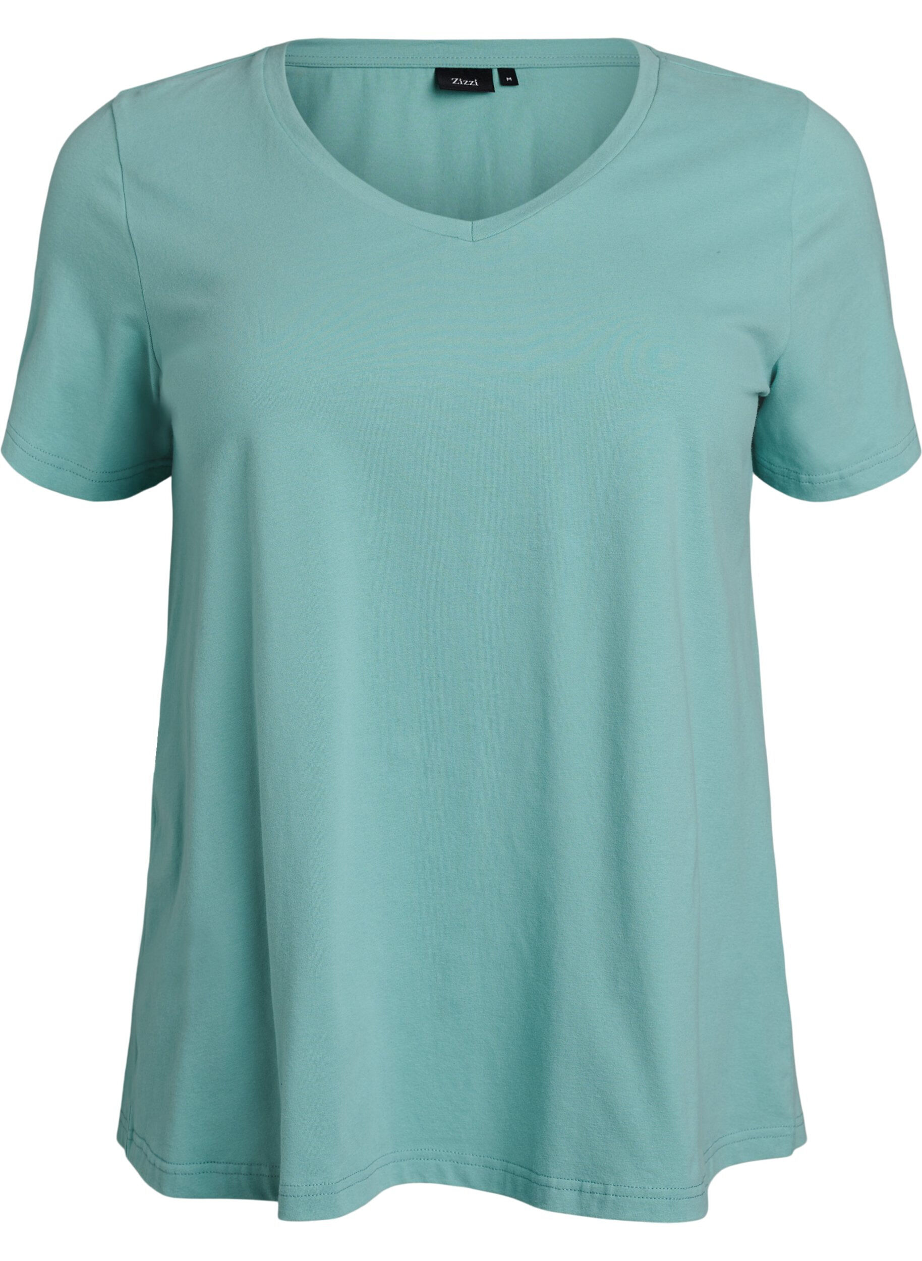 ZizziEffen basic katoenen T-shirt, Groen, Packshot image number 0