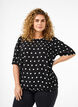 Gestippelde blouse met korte mouwen, Black W. White Dot, Model image number 0