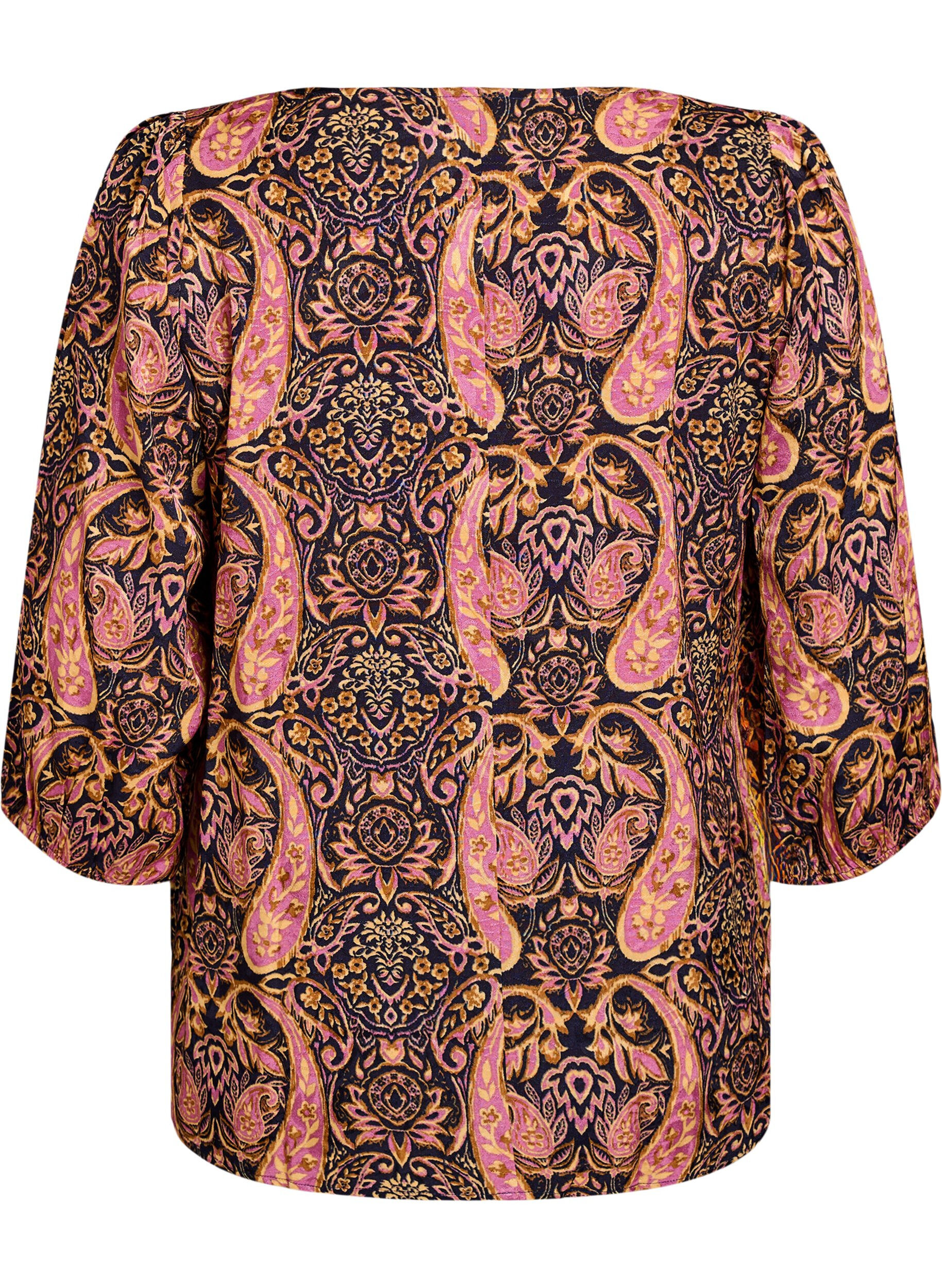 ZizziBlouse met paisley print en 3/4 mouwen, Blauw, Packshot image number 1