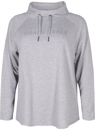 Sweat-shirt à col montant, Light Grey Melange, Packshot image number 0