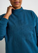 Lang sweatshirt met hoge hals en geborduurde tekst, Blauw, Model image number 3