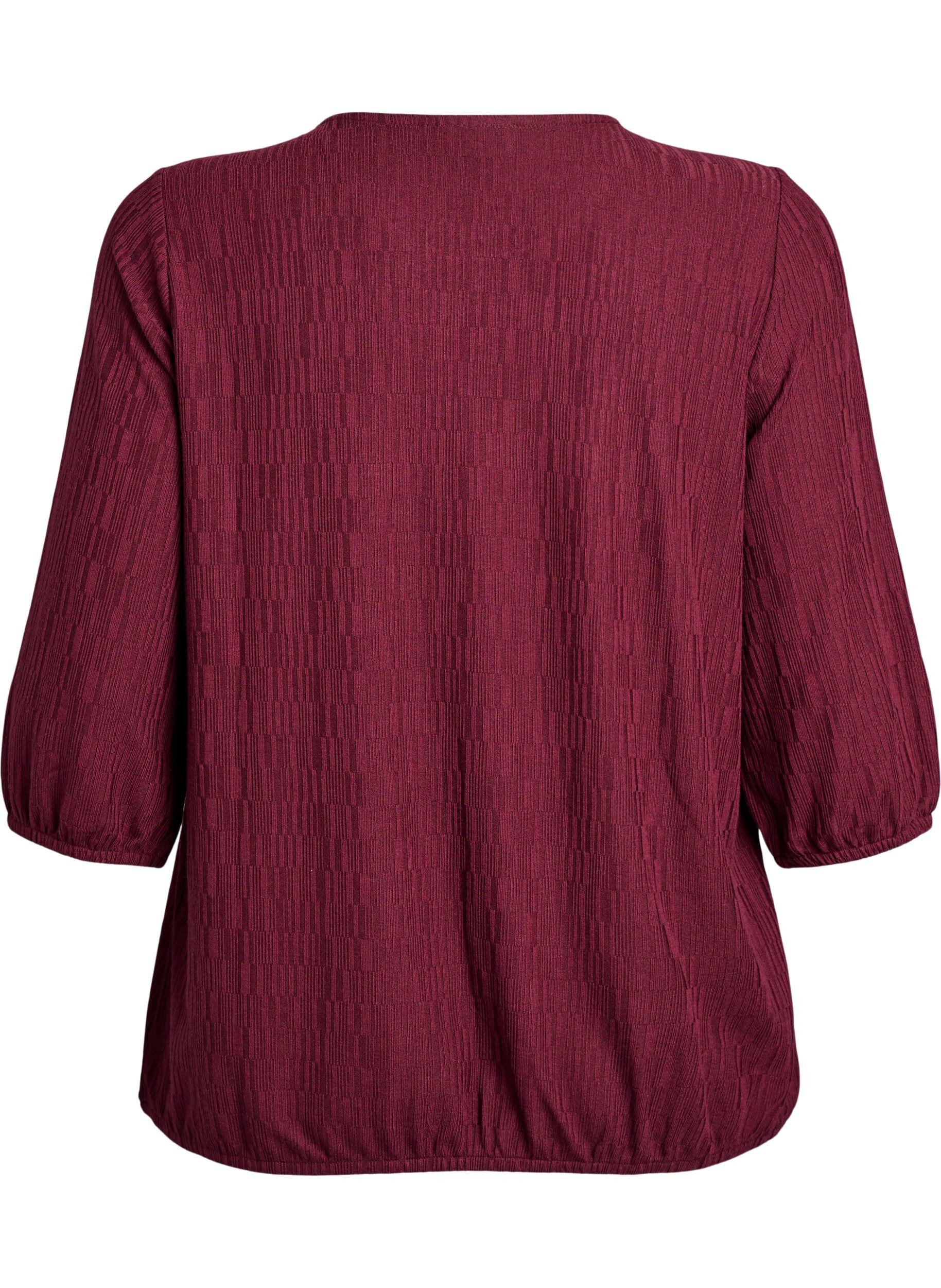 ZizziBlouse met textuur en 3/4 mouwen, Rood, Packshot image number 1