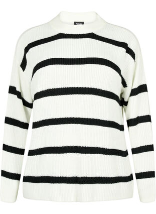 FLASH - Gestreepte trui, White/Black Stripe, Packshot image number 0