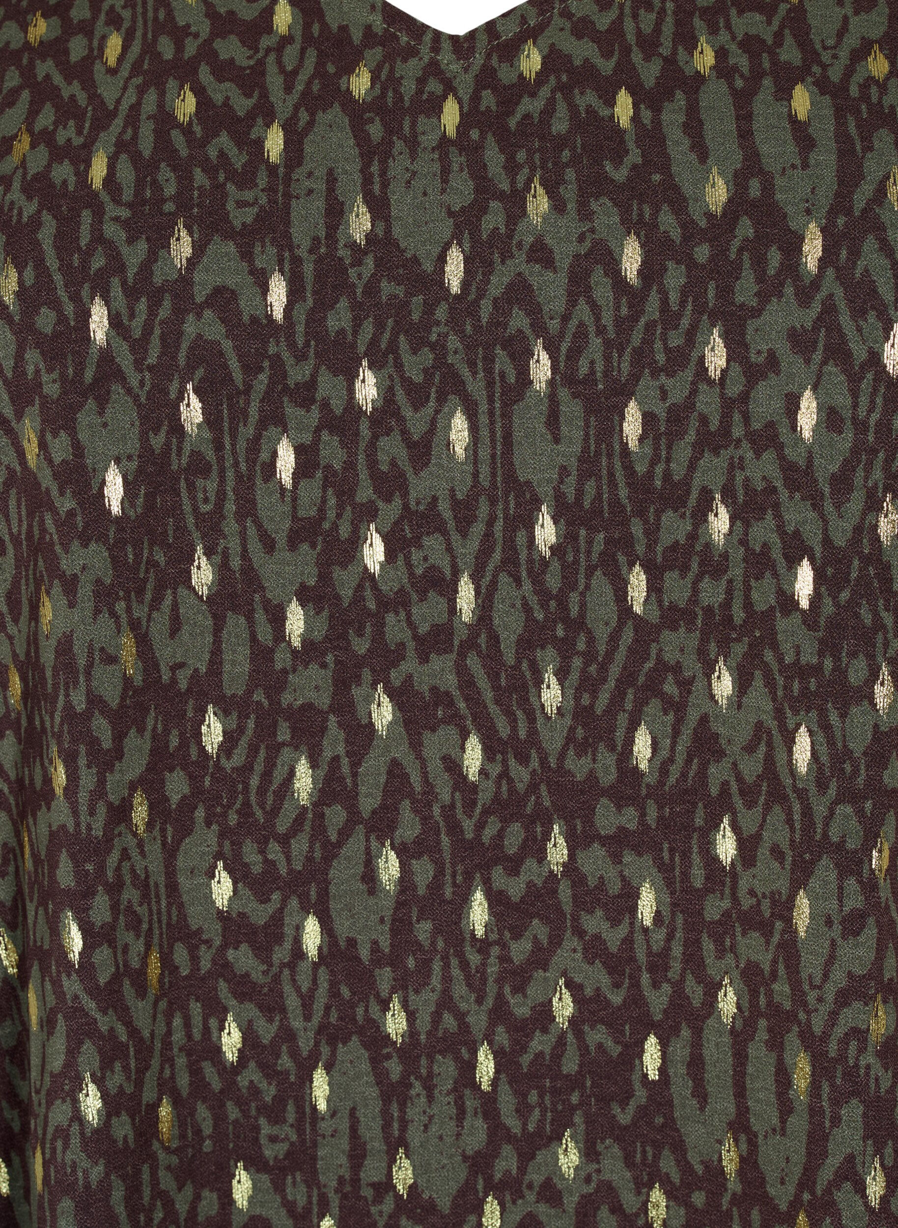 ZizziBlouse met print en lange mouwen, Green Ethnic AOP, Packshot image number 2