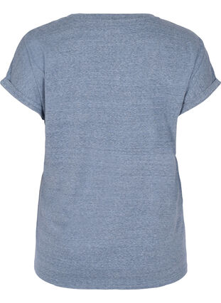 T-shirt chiné en coton, Navy Blazer melange, Packshot image number 1