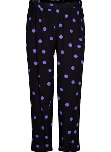 Viscose broek met stippen, Black w. Purple Dot, Packshot image number 0