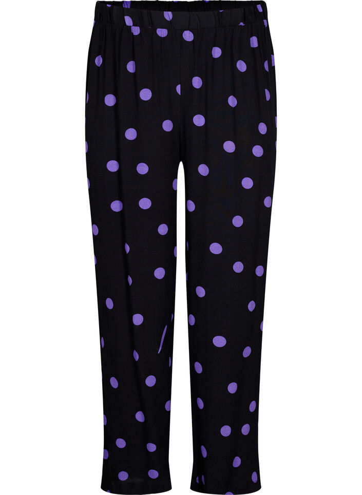 Viscose broek met stippen, Black w. Purple Dot, Packshot