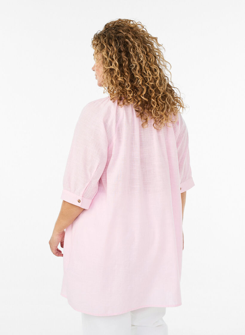 Katoenen tuniek met V-hals, Roze, Model image number 2