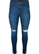 Super slanke destroyed Amy jeans met hoge taille, Dark blue, Packshot image number 0