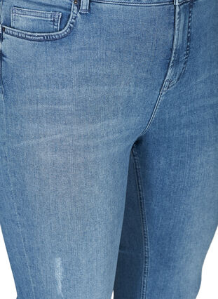 Cropped Amy jeans met onafgewerkte randjes, Blue denim, Packshot image number 2