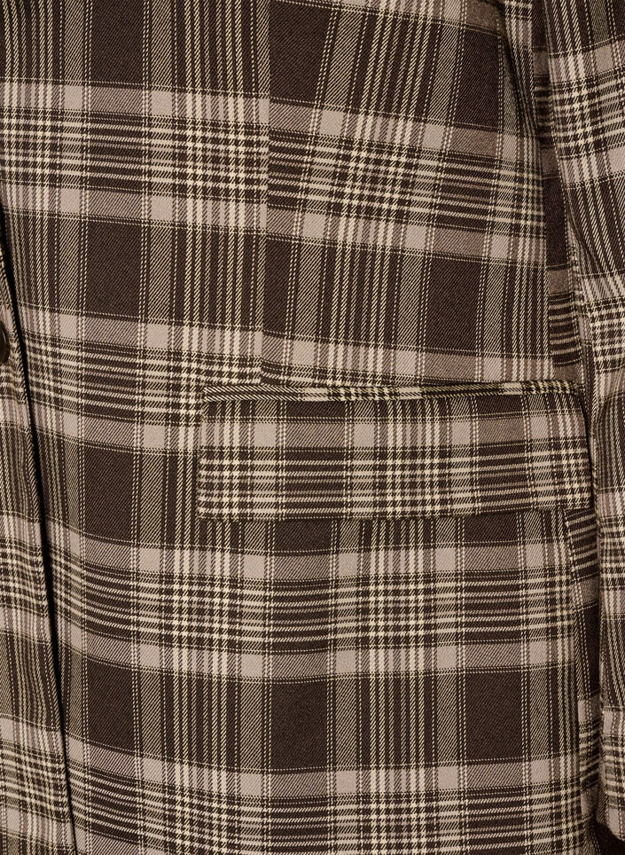 Blazer &agrave; carreaux avec poches et fente au dos, Marron, Packshot