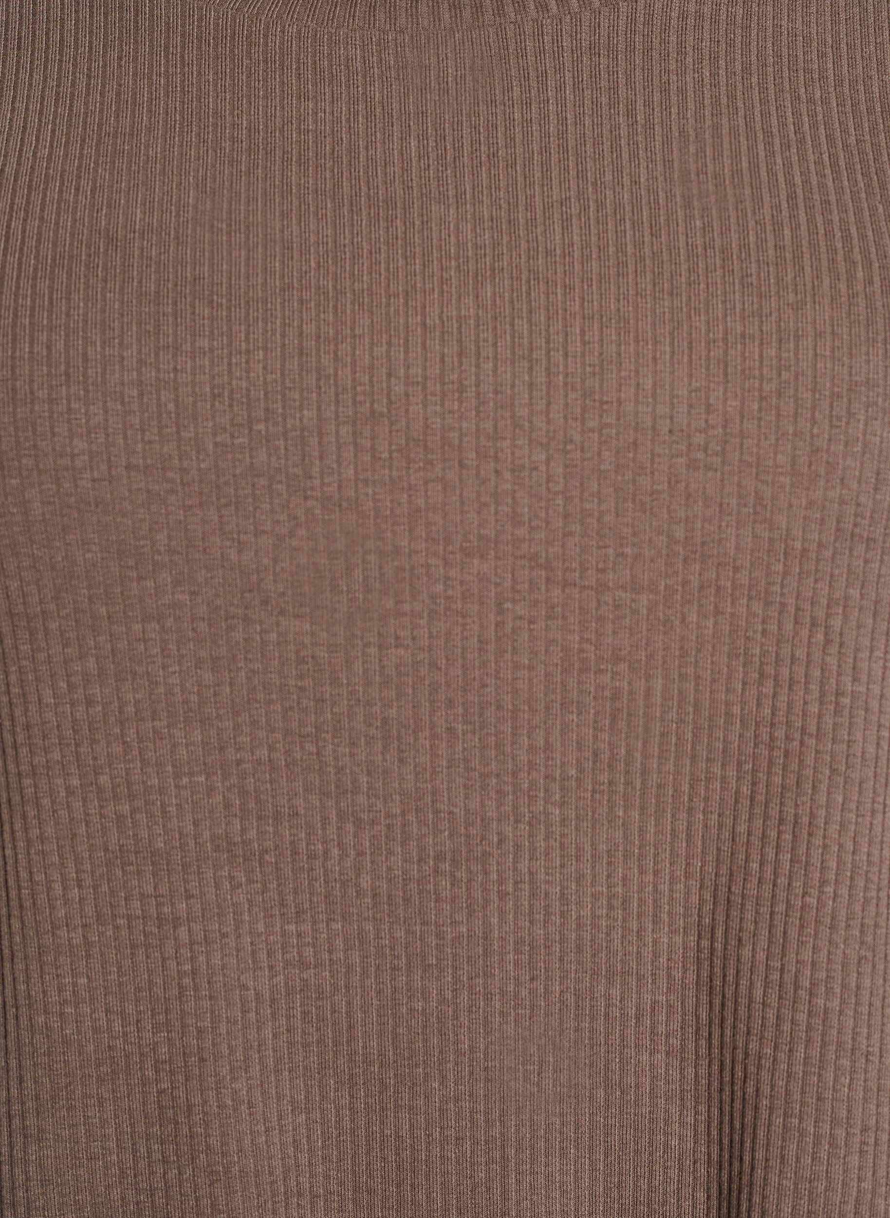 ZizziGeribde jersey blouse met korte mouwen, Bruin, Packshot image number 2