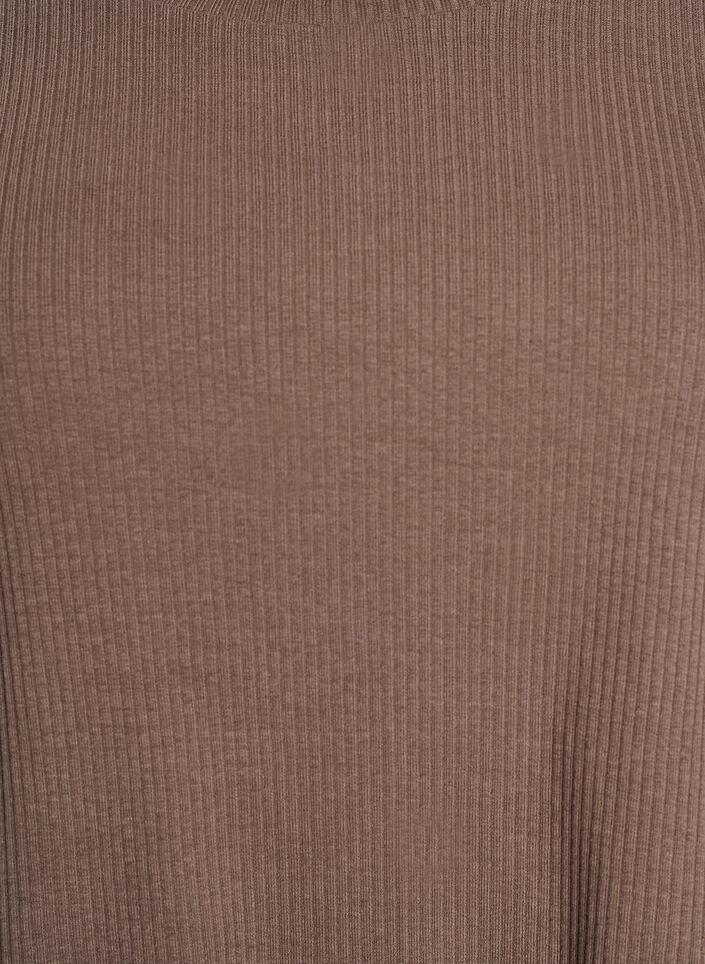Geribde jersey blouse met korte mouwen, Bruin, Packshot image number 2