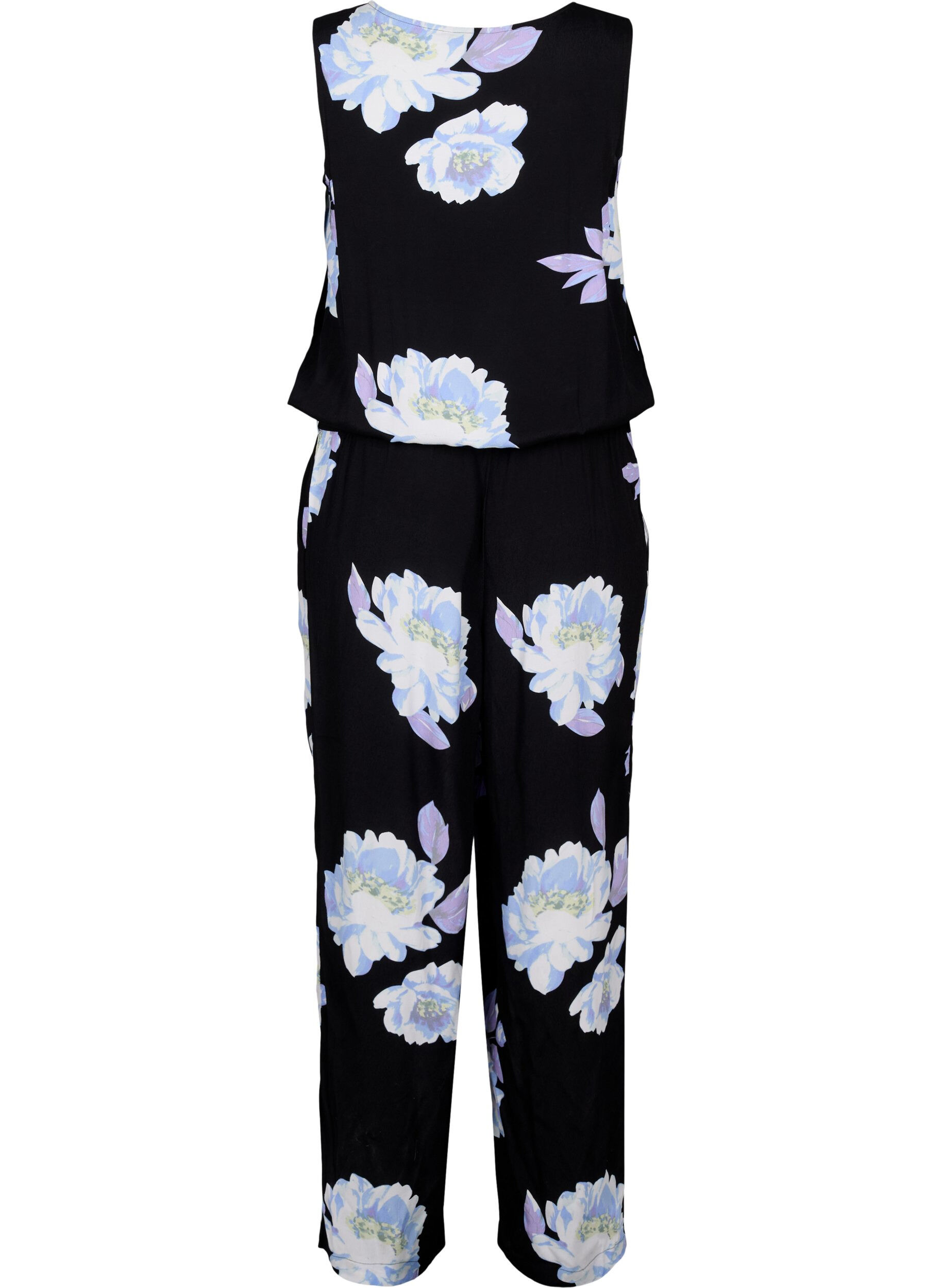 Zizzi Combinaison sans manches en viscose, Black Big Flower AOP, Packshot image number 1