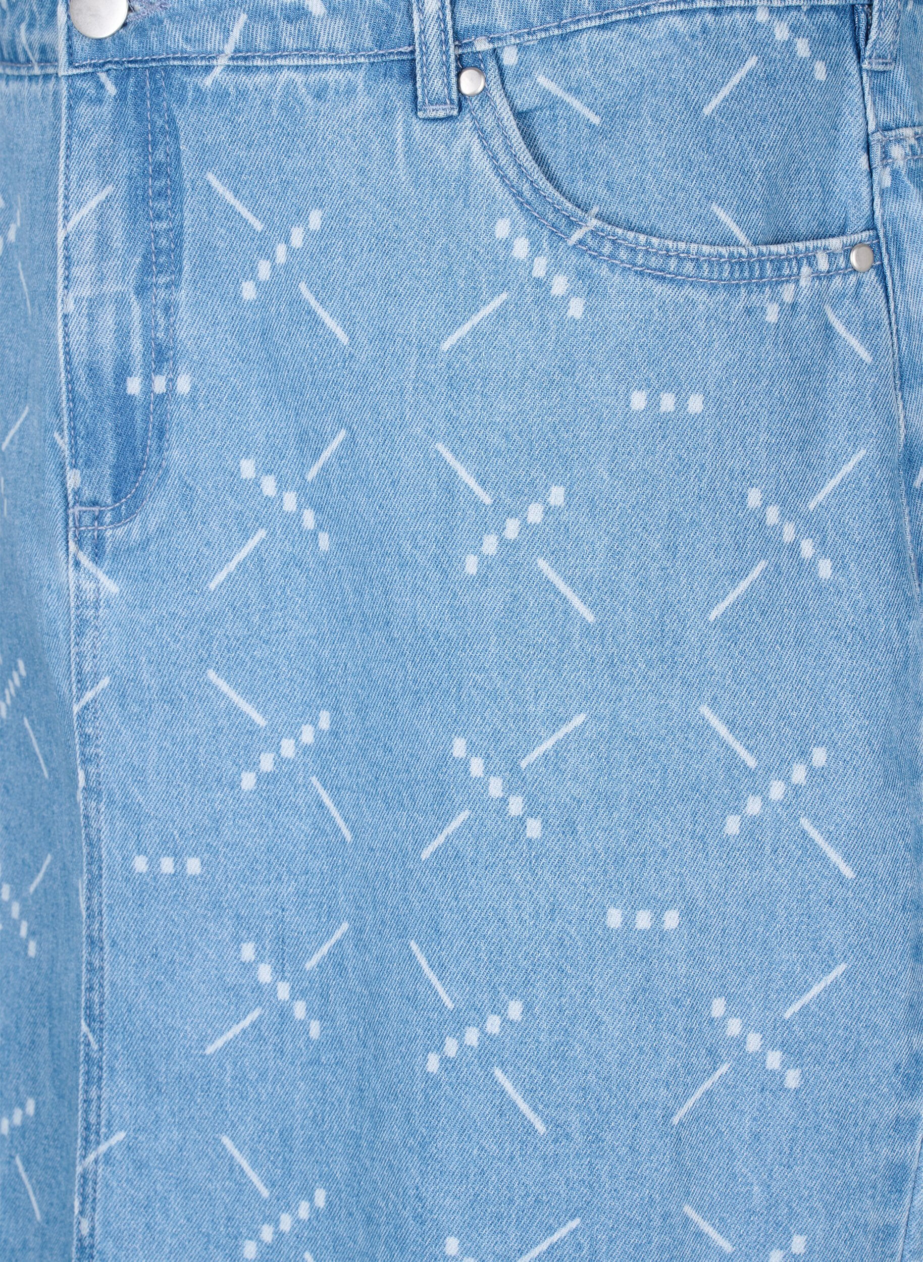 ZizziDenim rok met patroon, Light blue denim, Packshot image number 2