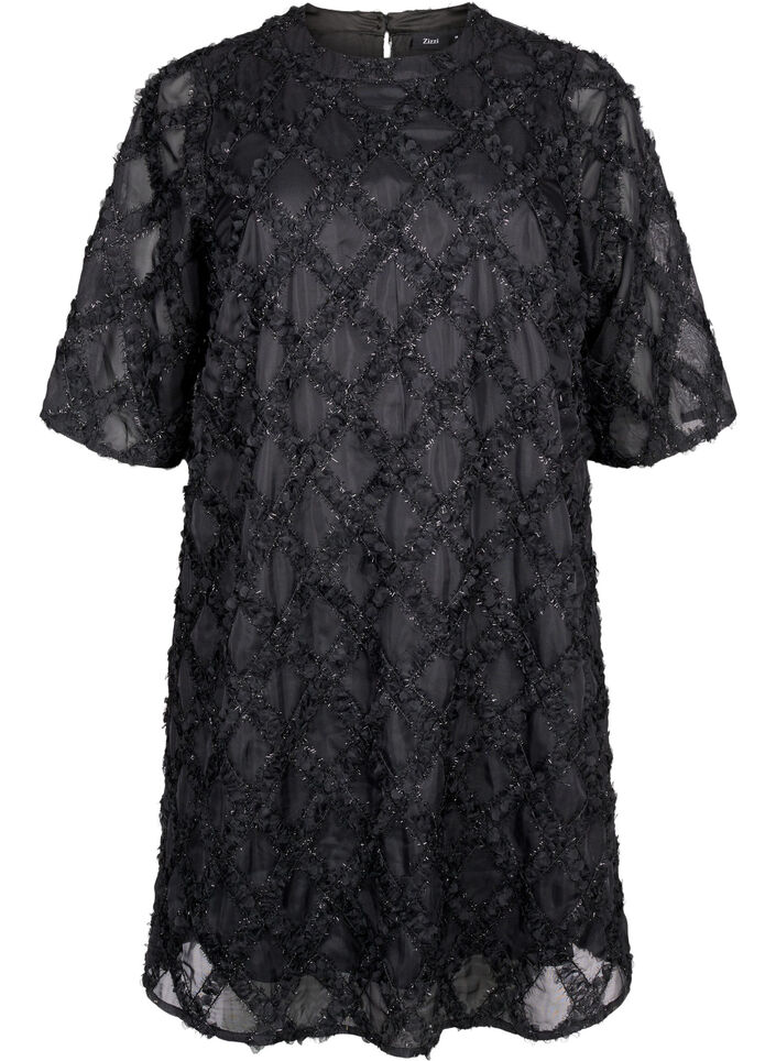 Robe courte texturée, Black, Packshot image number 0