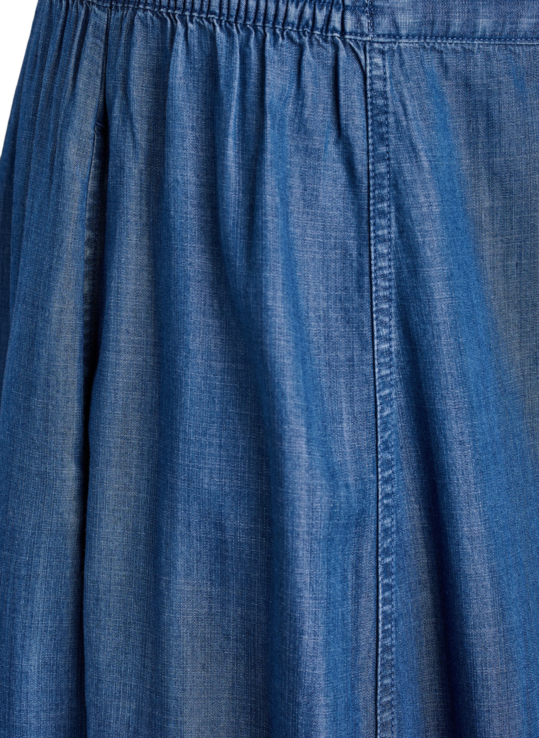 ZizziJupe longue en lyocell aspect denim, Bleu, Packshot image number 2