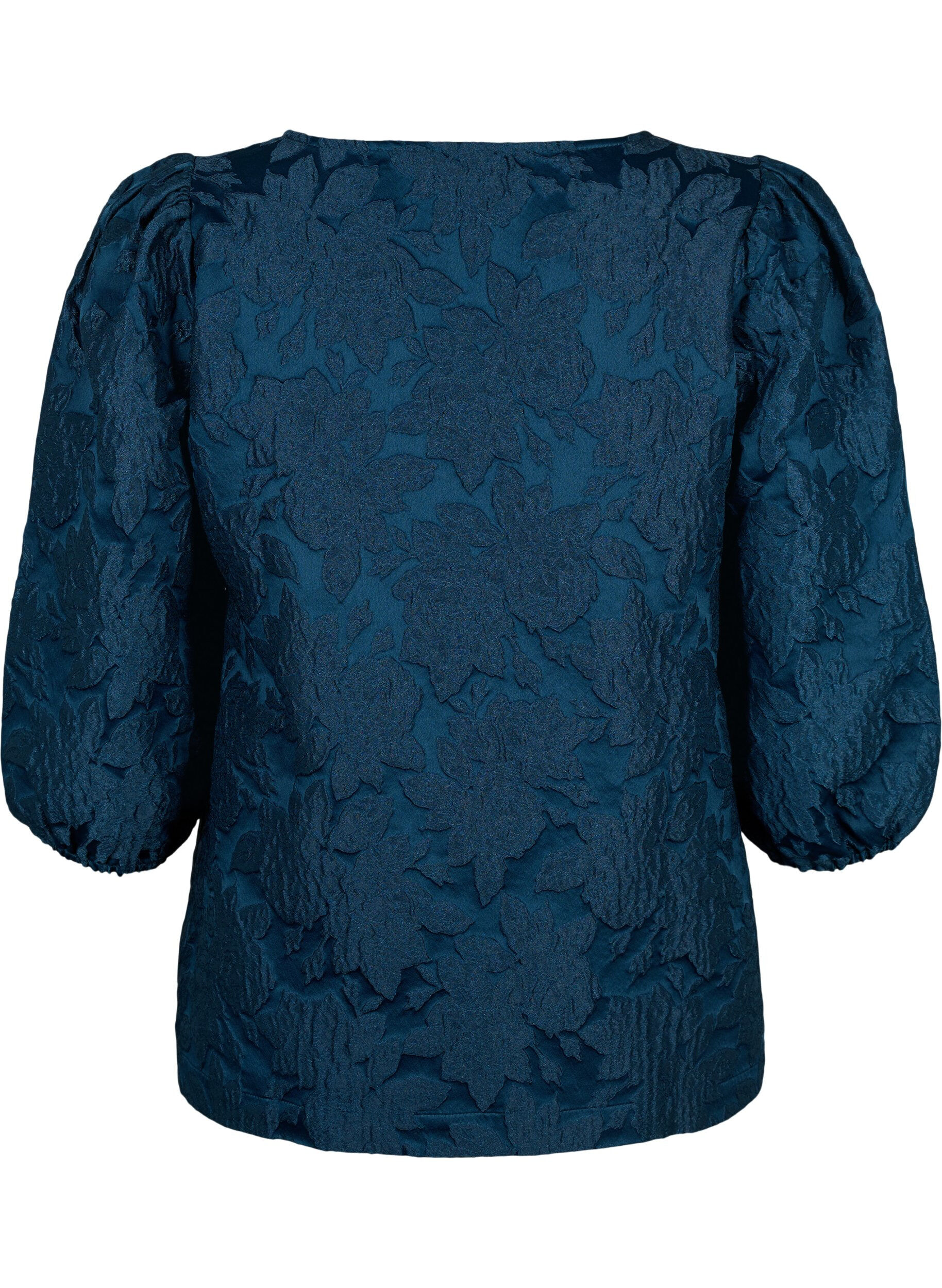Zizzi Blouse jacquard avec manches 3/4, Titan, Packshot image number 1