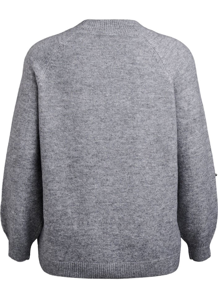 Trui met parelborduursel, Grijs, Packshot image number 1