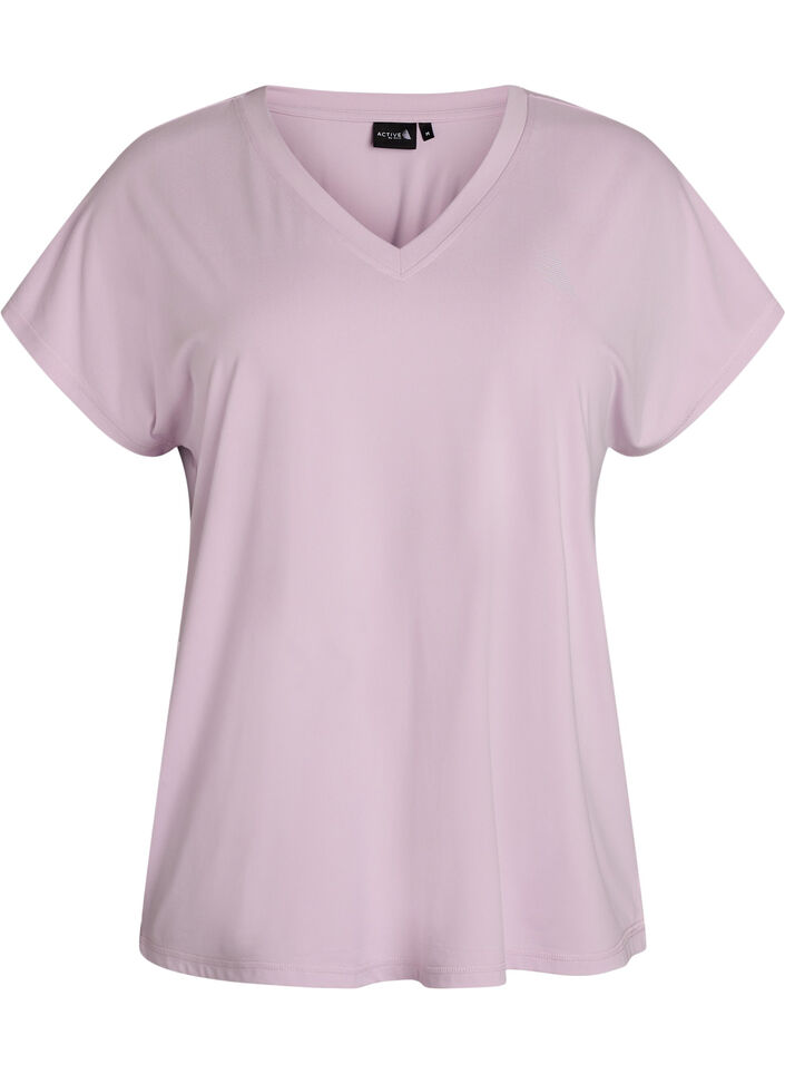 T-shirt d&rsquo;entra&icirc;nement ample avec col en V, Mauve, Packshot image number 0