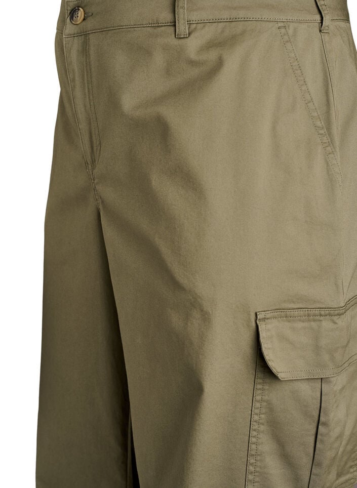 Pantalon cargo large taille haute, Vert, Packshot