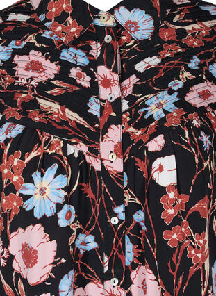 Viscose blouse tuniek met bloemenprint , Black Flower AOP, Packshot image number 2
