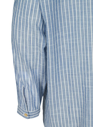 Chemise longue rayée en coton, Country Blue Stripe, Packshot image number 3