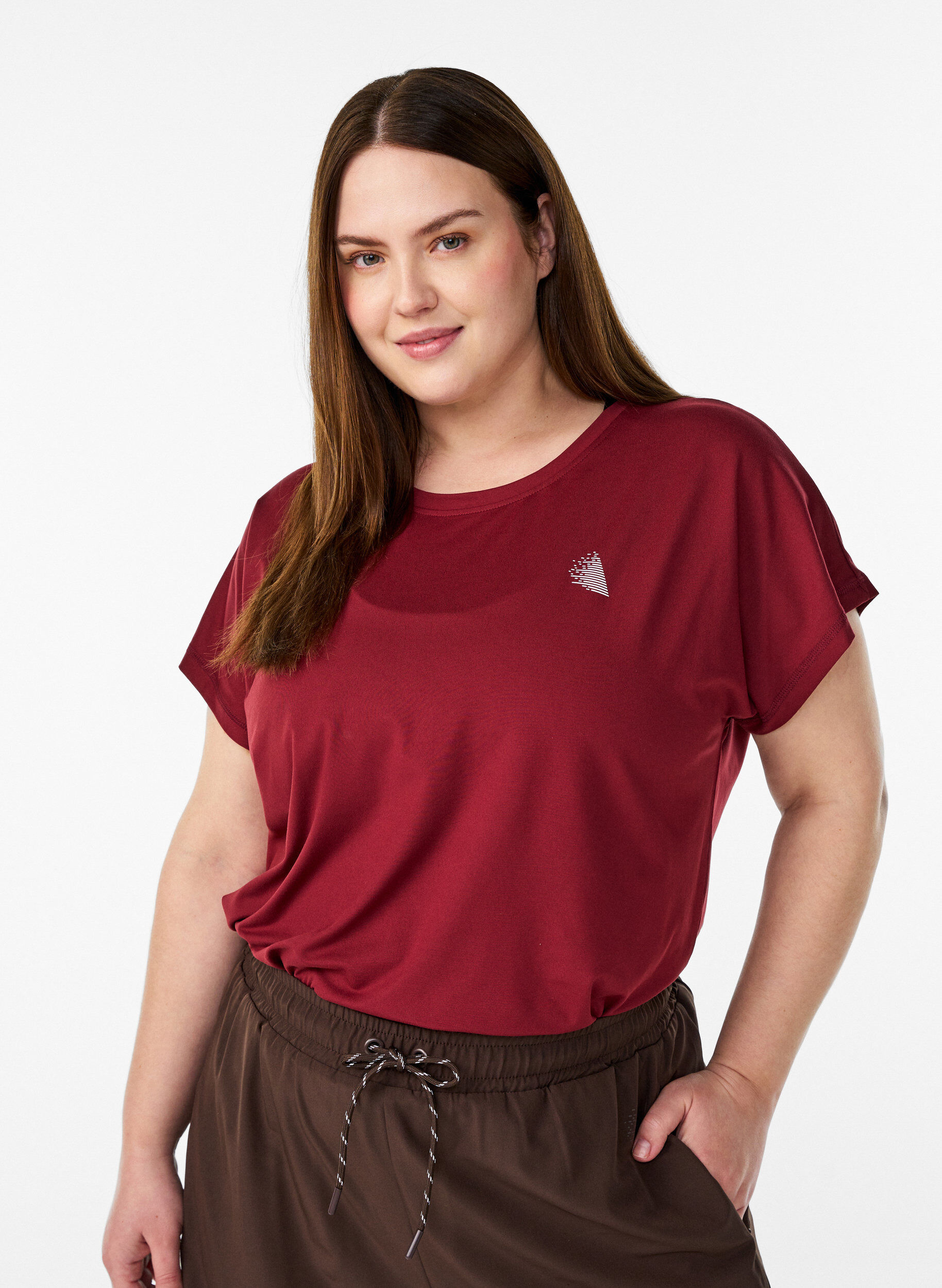 ZizziEffen gekleurd trainingsshirt, Rood, Model image number 0