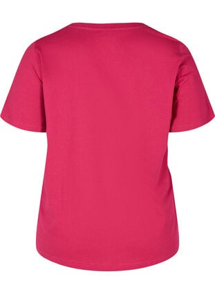 T-shirt en coton bio à col V, Sangria, Packshot image number 1