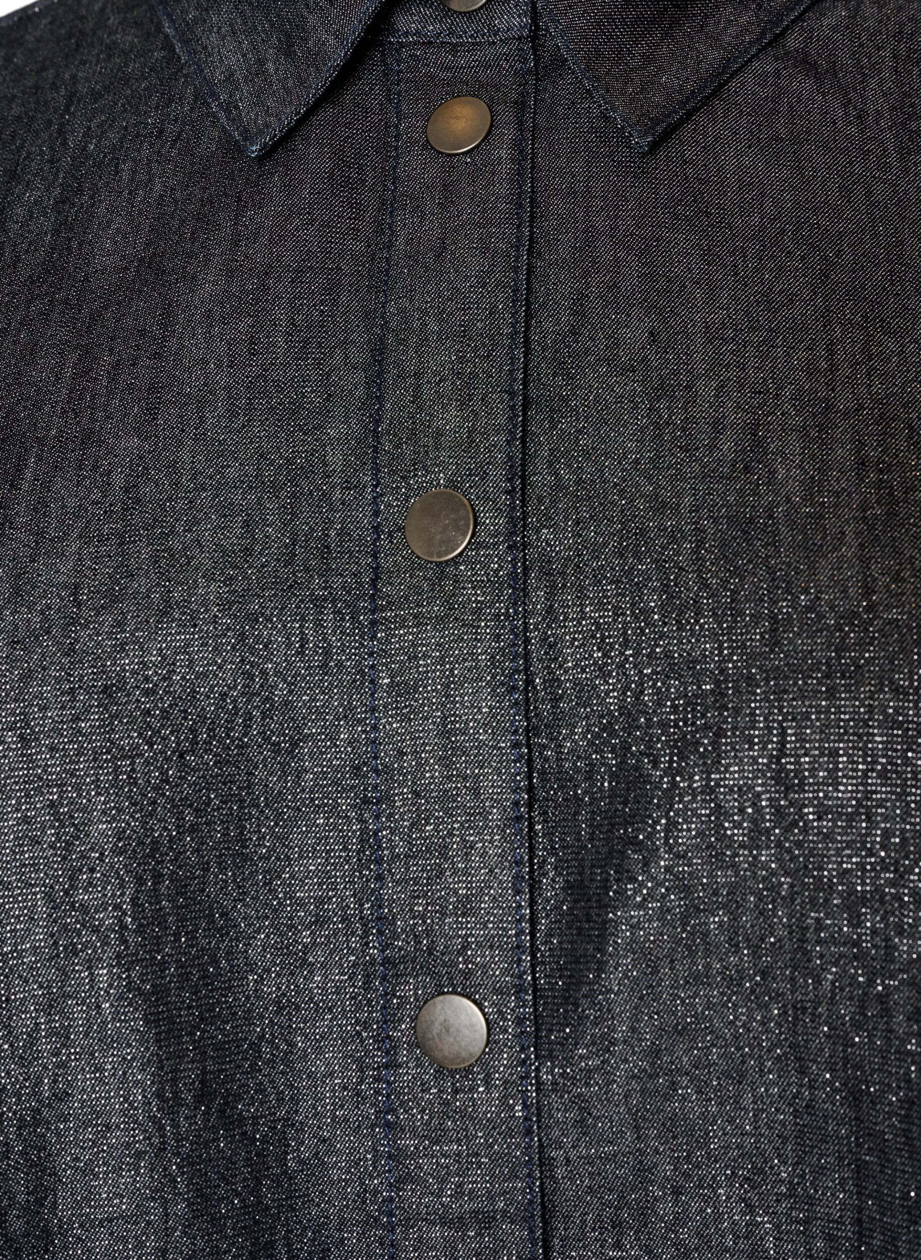ZizziChemise en jean avec fil paillet&eacute; et manches 3/4, Gris anthracite, Packshot image number 2