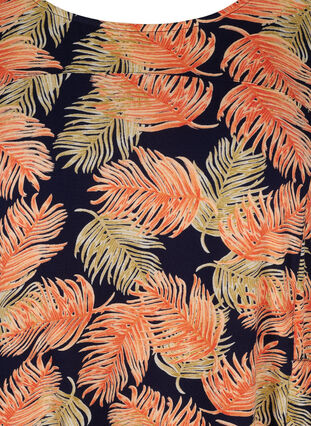 Viscose jurk met print en korte mouwen , Orange Leaf, Packshot image number 2