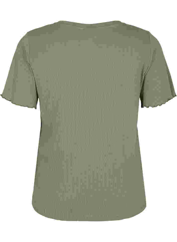 T-shirt à manches courtes en qualité côtelée, Dusty Olive, Packshot image number 1