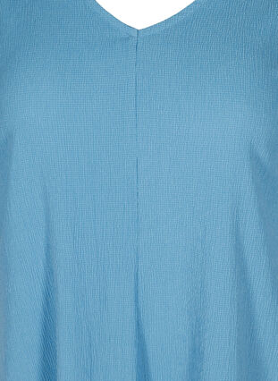 Robe à manches bouffantes et col V, Azure Blue, Packshot image number 2