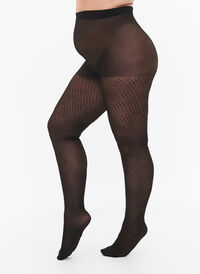 Gepatroneerde panty's in 50 denier, Black, Model