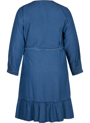 Robe portefeuille en tencel, Mid blue denim, Packshot image number 1