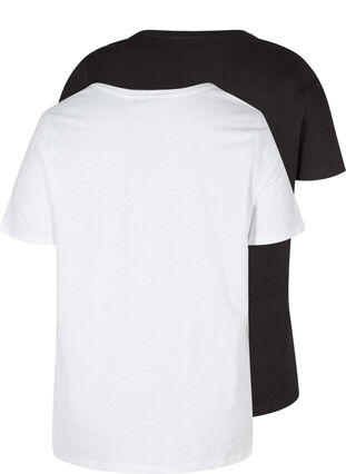 Lot de 2 t-shirts à manches courtes en coton, Black/Bright White, Packshot image number 1